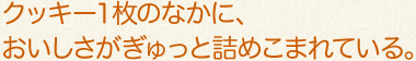 クッキー1枚のなかに、おいしさがぎゅっと詰めこまれている。